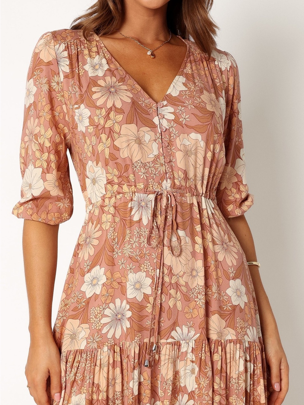Petal & Pup Kelda Dress Rust Floral Tiered Maxi Dress - Picture 7 of 10